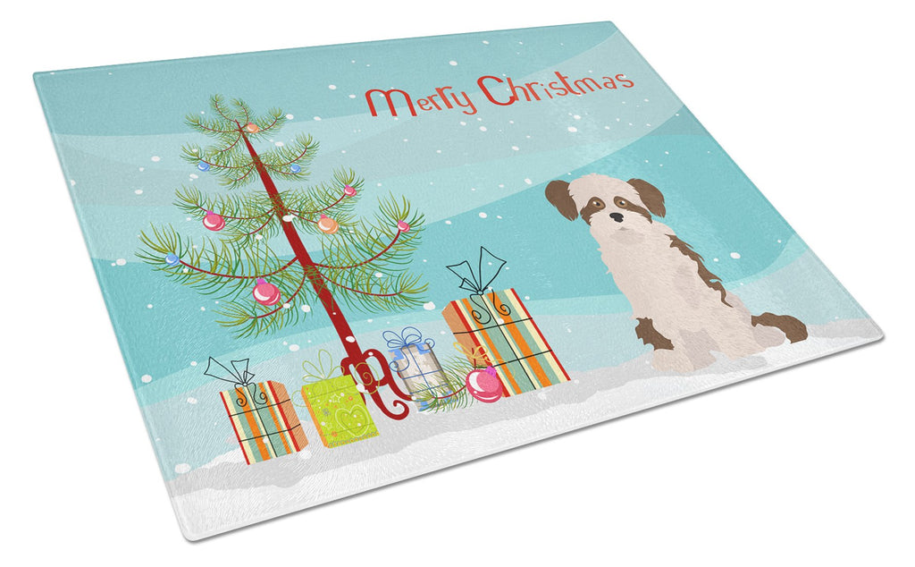 Shi Chi #3 Christmas Tree Cutting Board Tempered Glass Kitchen Cutting Surface, Heat Resistant Chopping, Non-Slip Feet, Food Prep & Serving