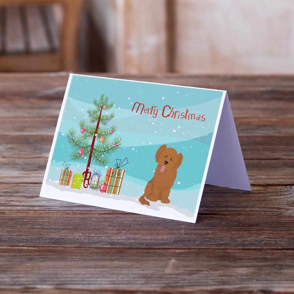 Shih Poo #3 Christmas Tree Greeting Cards Pack of 8 Blank Cards with Envelopes Whimsical A7 Size 5x7