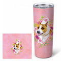Bull Terrier Pink Flowers Stainless Steel Skinny Tumbler 20 oz Vacuum Double Walled Reusable Insulated Travel Cup