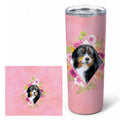 Bernese Mountain Dog Pink Flowers Stainless Steel Skinny Tumbler 20 oz Vacuum Double Walled Reusable Insulated Travel Cup