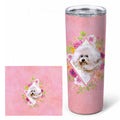 Bichon Frisé #1 Pink Flowers Stainless Steel Skinny Tumbler 20 oz Vacuum Double Walled Reusable Insulated Travel Cup