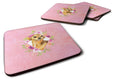 Chihuahua #1 Pink Flowers Foam Coasters Set of 4 Cup Coasters for Indoor Outdoor, Tabletop Protection, Anti Slip, Mouse pad Material