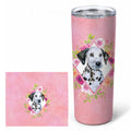 Dalmatian Puppy Pink Flowers Stainless Steel Skinny Tumbler 20 oz Vacuum Double Walled Reusable Insulated Travel Cup