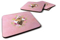 Doberman Pinscher Pink Flowers Foam Coasters Set of 4 Cup Coasters for Indoor Outdoor, Tabletop Protection, Anti Slip, Mouse pad Material