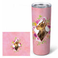 Doberman Pinscher Pink Flowers Stainless Steel Skinny Tumbler 20 oz Vacuum Double Walled Reusable Insulated Travel Cup