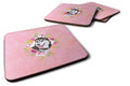 Siberian Husky #1 Pink Flowers Foam Coasters Set of 4 Cup Coasters for Indoor Outdoor, Tabletop Protection, Anti Slip, Mouse pad Material