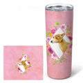 Italian Greyhound Pink Flowers Stainless Steel Skinny Tumbler 20 oz Vacuum Double Walled Reusable Insulated Travel Cup