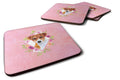 Jack Russell Terrier #2 Pink Flowers Foam Coasters Set of 4 Cup Coasters for Indoor Outdoor, Tabletop Protection, Anti Slip, Mouse pad Material
