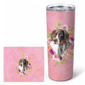 German Shorthaired Pointer Pink Flowers Stainless Steel Skinny Tumbler 20 oz Vacuum Double Walled Reusable Insulated Travel Cup