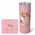 Yellow Labrador Retriever Pink Flowers Stainless Steel Skinny Tumbler 20 oz Vacuum Double Walled Reusable Insulated Travel Cup