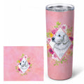 Great Pyrenees Pink Flowers Stainless Steel Skinny Tumbler 20 oz Vacuum Double Walled Reusable Insulated Travel Cup
