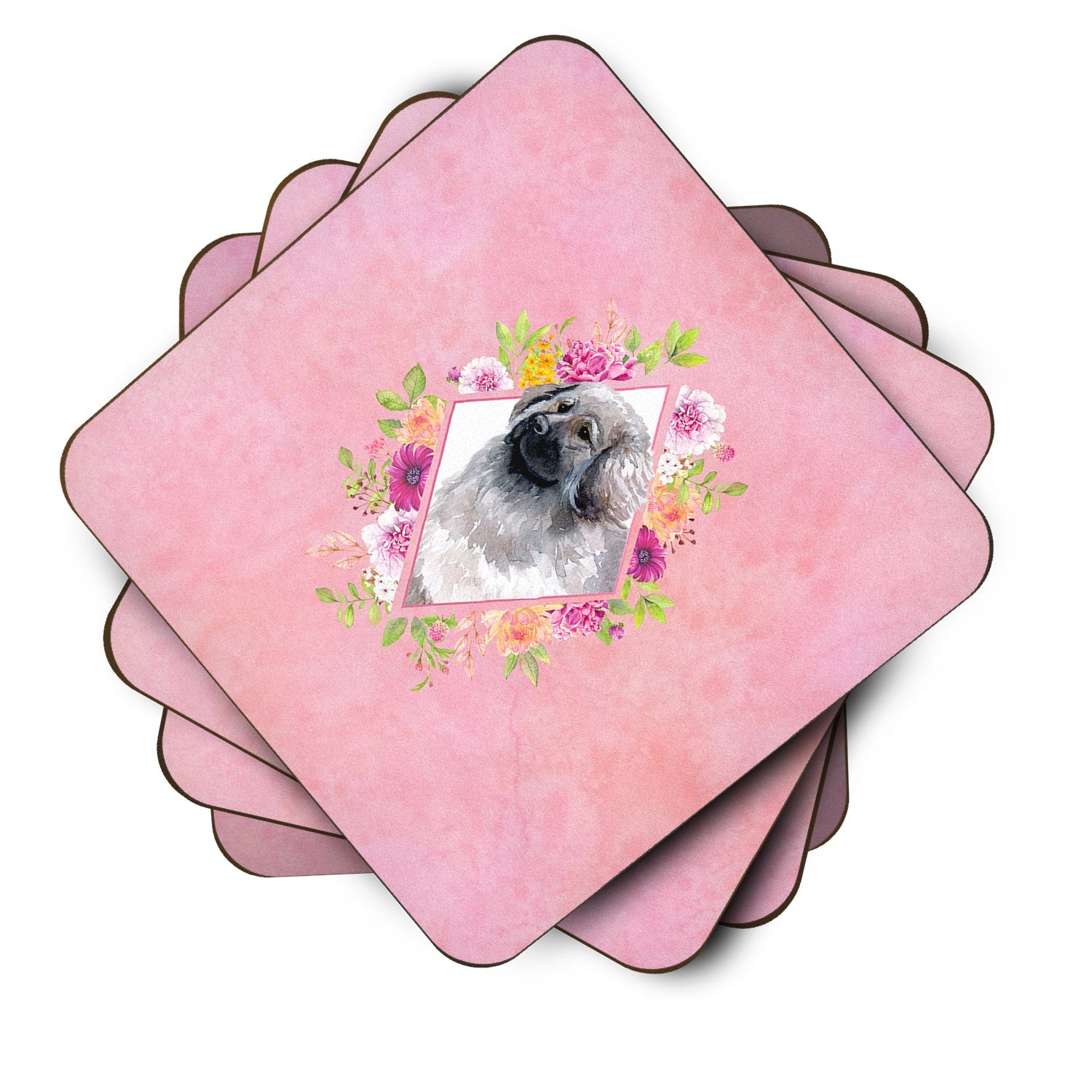 Moscow Watchdog Pink Flowers Foam Coasters Set of 4 Cup Coasters for Indoor Outdoor, Tabletop Protection, Anti Slip, Mouse pad Material