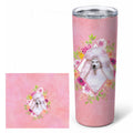 Standard White Poodle Pink Flowers Stainless Steel Skinny Tumbler 20 oz Vacuum Double Walled Reusable Insulated Travel Cup
