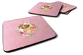 Rhodesian Ridgeback Pink Flowers Foam Coasters Set of 4 Cup Coasters for Indoor Outdoor, Tabletop Protection, Anti Slip, Mouse pad Material