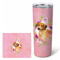 Rhodesian Ridgeback Pink Flowers Stainless Steel Skinny Tumbler 20 oz Vacuum Double Walled Reusable Insulated Travel Cup