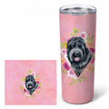 Russian Black Terrier Pink Flowers Stainless Steel Skinny Tumbler 20 oz Vacuum Double Walled Reusable Insulated Travel Cup