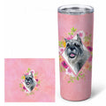 Schnauzer Pink Flowers Stainless Steel Skinny Tumbler 20 oz Vacuum Double Walled Reusable Insulated Travel Cup