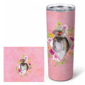 Shih Tzu Pink Flowers Stainless Steel Skinny Tumbler 20 oz Vacuum Double Walled Reusable Insulated Travel Cup