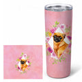 Brabant Griffon Pink Flowers Stainless Steel Skinny Tumbler 20 oz Vacuum Double Walled Reusable Insulated Travel Cup