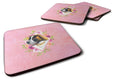 Saint Bernard #2 Pink Flowers Foam Coasters Set of 4 Cup Coasters for Indoor Outdoor, Tabletop Protection, Anti Slip, Mouse pad Material