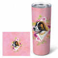 Saint Bernard #2 Pink Flowers Stainless Steel Skinny Tumbler 20 oz Vacuum Double Walled Reusable Insulated Travel Cup