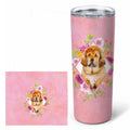 Tibetian Mastiff Puppy Pink Flowers Stainless Steel Skinny Tumbler 20 oz Vacuum Double Walled Reusable Insulated Travel Cup