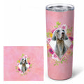 Weimaraner Pink Flowers Stainless Steel Skinny Tumbler 20 oz Vacuum Double Walled Reusable Insulated Travel Cup
