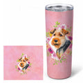 Welsh Terrier Pink Flowers Stainless Steel Skinny Tumbler 20 oz Vacuum Double Walled Reusable Insulated Travel Cup