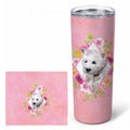 West Highland White Terrier Pink Flowers Stainless Steel Skinny Tumbler 20 oz Vacuum Double Walled Reusable Insulated Travel Cup