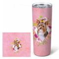 Yorkshire Terrier #1 Pink Flowers Stainless Steel Skinny Tumbler 20 oz Vacuum Double Walled Reusable Insulated Travel Cup