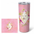 White Collie Pink Flowers Stainless Steel Skinny Tumbler 20 oz Vacuum Double Walled Reusable Insulated Travel Cup