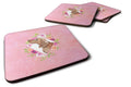 Dachshund Pink Flowers Foam Coasters Set of 4 Cup Coasters for Indoor Outdoor, Tabletop Protection, Anti Slip, Mouse pad Material