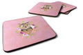 Norwich Terrier Pink Flowers Foam Coasters Set of 4 Cup Coasters for Indoor Outdoor, Tabletop Protection, Anti Slip, Mouse pad Material