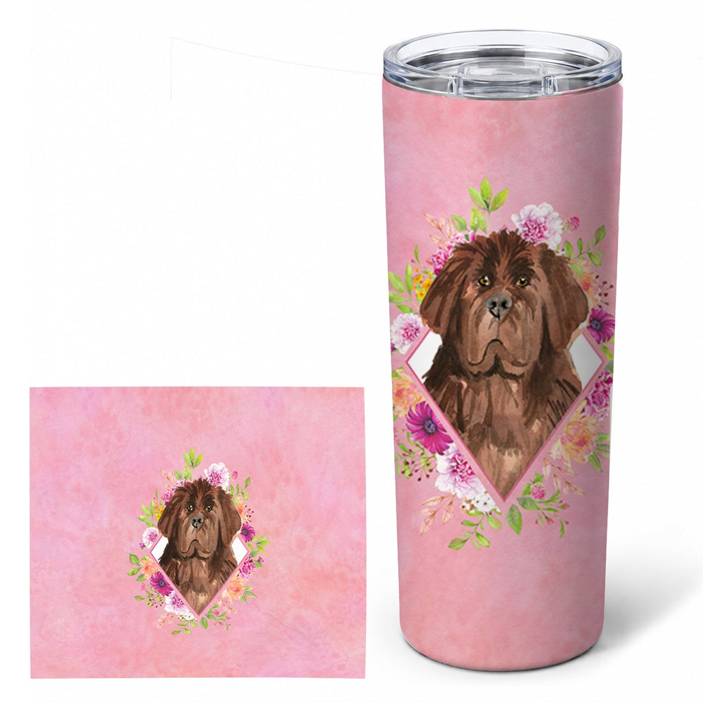 Newfoundland Pink Flowers Stainless Steel Skinny Tumbler 20 oz Vacuum Double Walled Reusable Insulated Travel Cup