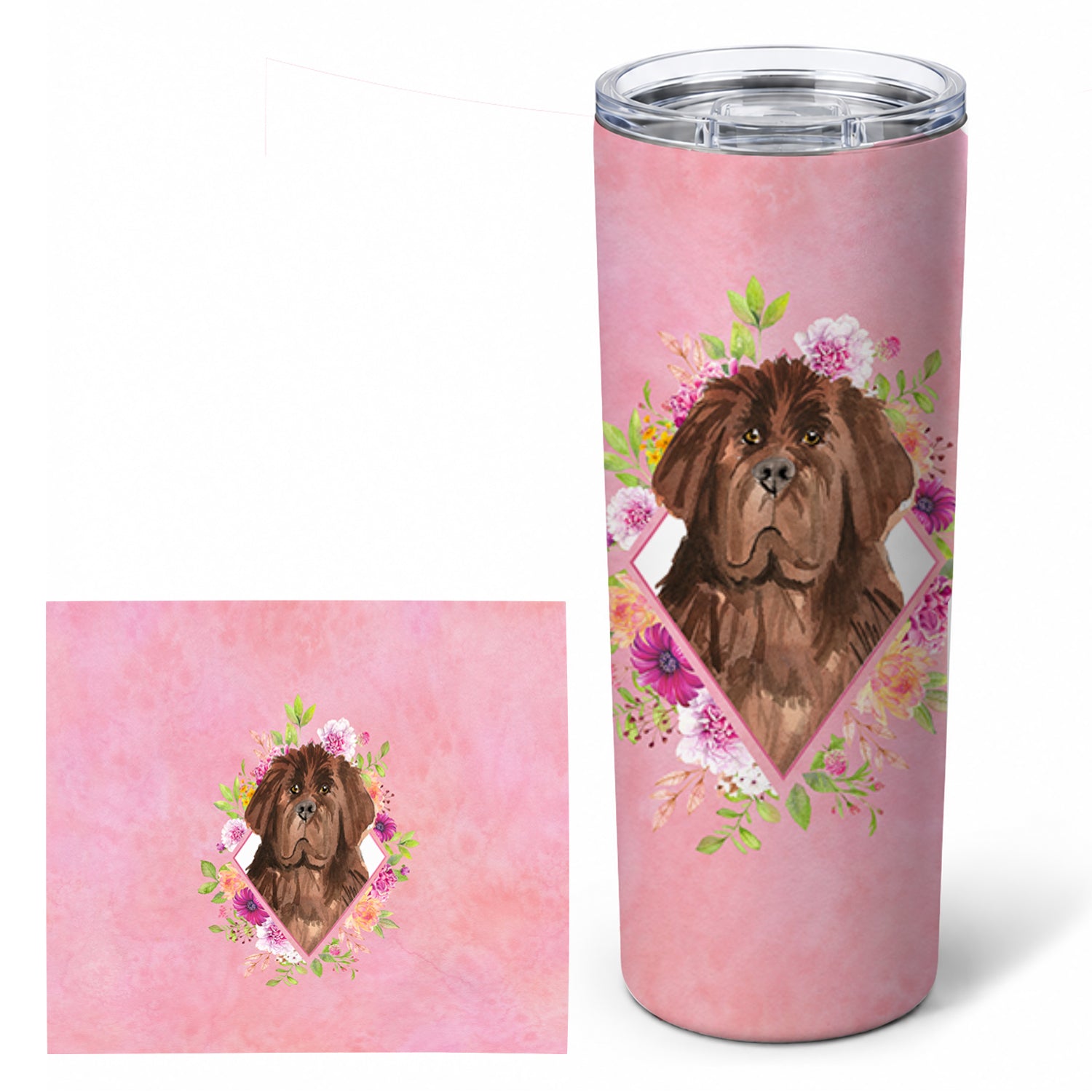 Newfoundland Pink Flowers Stainless Steel Skinny Tumbler 20 oz Vacuum Double Walled Reusable Insulated Travel Cup