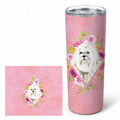 Maltese Pink Flowers Stainless Steel Skinny Tumbler 20 oz Vacuum Double Walled Reusable Insulated Travel Cup
