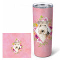 Lakeland Terrier Pink Flowers Stainless Steel Skinny Tumbler 20 oz Vacuum Double Walled Reusable Insulated Travel Cup