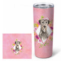 Irish Wolfhound Pink Flowers Stainless Steel Skinny Tumbler 20 oz Vacuum Double Walled Reusable Insulated Travel Cup
