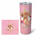 Vizsla Pink Flowers Stainless Steel Skinny Tumbler 20 oz Vacuum Double Walled Reusable Insulated Travel Cup