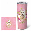 Goldendoodle Pink Flowers Stainless Steel Skinny Tumbler 20 oz Vacuum Double Walled Reusable Insulated Travel Cup