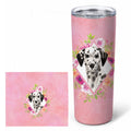 Dalmatian Pink Flowers Stainless Steel Skinny Tumbler 20 oz Vacuum Double Walled Reusable Insulated Travel Cup