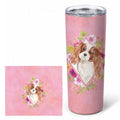 Blenheim Cavalier Spaniel Pink Flowers Stainless Steel Skinny Tumbler 20 oz Vacuum Double Walled Reusable Insulated Travel Cup