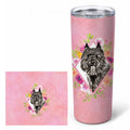 Bouvier des Flandres Pink Flowers Stainless Steel Skinny Tumbler 20 oz Vacuum Double Walled Reusable Insulated Travel Cup