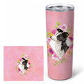 Border Collie Pink Flowers Stainless Steel Skinny Tumbler 20 oz Vacuum Double Walled Reusable Insulated Travel Cup