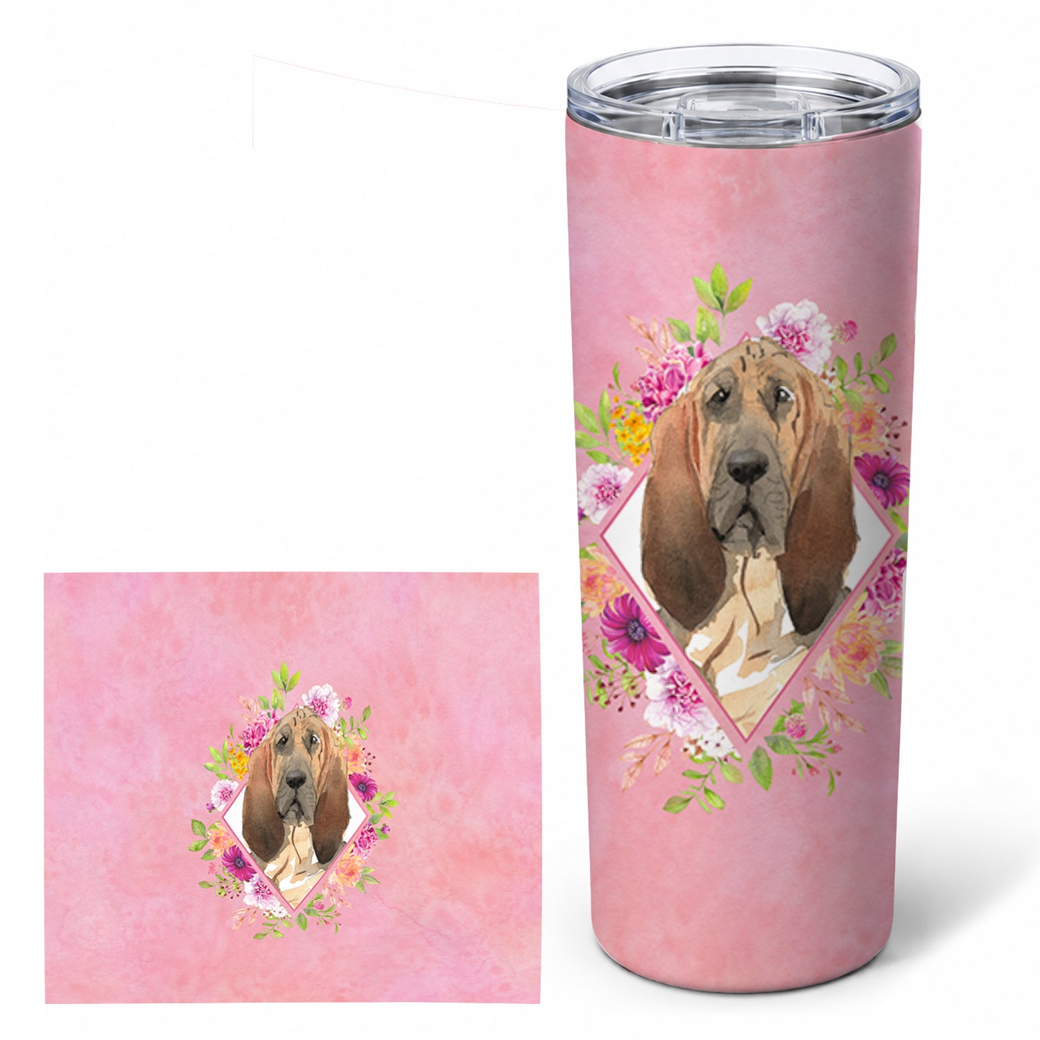 Bloodhound Pink Flowers Stainless Steel Skinny Tumbler 20 oz Vacuum Double Walled Reusable Insulated Travel Cup