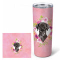 Black Labrador Pink Flowers Stainless Steel Skinny Tumbler 20 oz Vacuum Double Walled Reusable Insulated Travel Cup