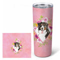 Bernese Mountain Dog Pink Flowers Stainless Steel Skinny Tumbler 20 oz Vacuum Double Walled Reusable Insulated Travel Cup