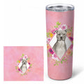 Blue Pit Bull Terrier Pink Flowers Stainless Steel Skinny Tumbler 20 oz Vacuum Double Walled Reusable Insulated Travel Cup