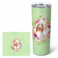 Afghan Hound Green Flowers Stainless Steel Skinny Tumbler 20 oz Vacuum Double Walled Reusable Insulated Travel Cup