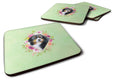Bernese Mountain Dog Green Flowers Foam Coasters Set of 4 Cup Coasters for Indoor Outdoor, Tabletop Protection, Anti Slip, Mouse pad Material